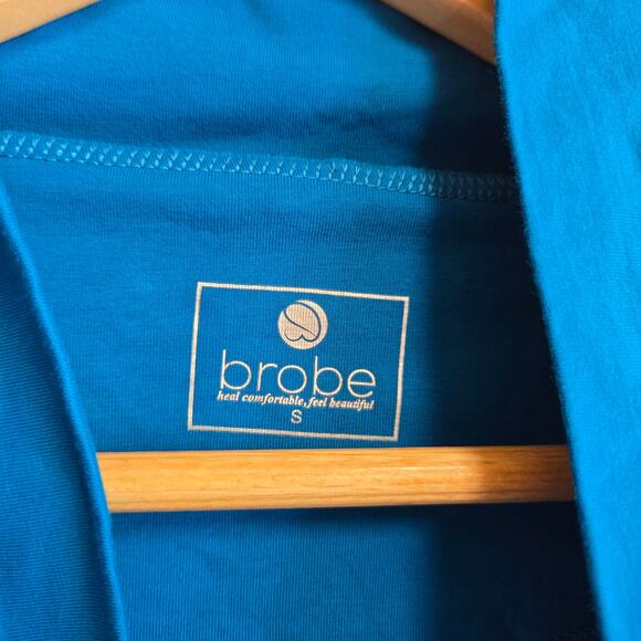 Brobe Post Surgery Healing Robe Bright Blue Small Robe Short Sleeve Tie Front - Picture 5 of 5